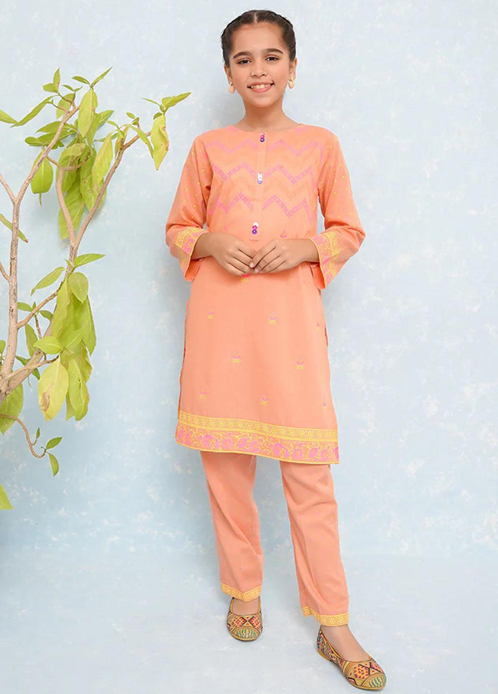 Ochre Cotton Fancy 2 Piece Suit for Girls -  OFW-COR-09