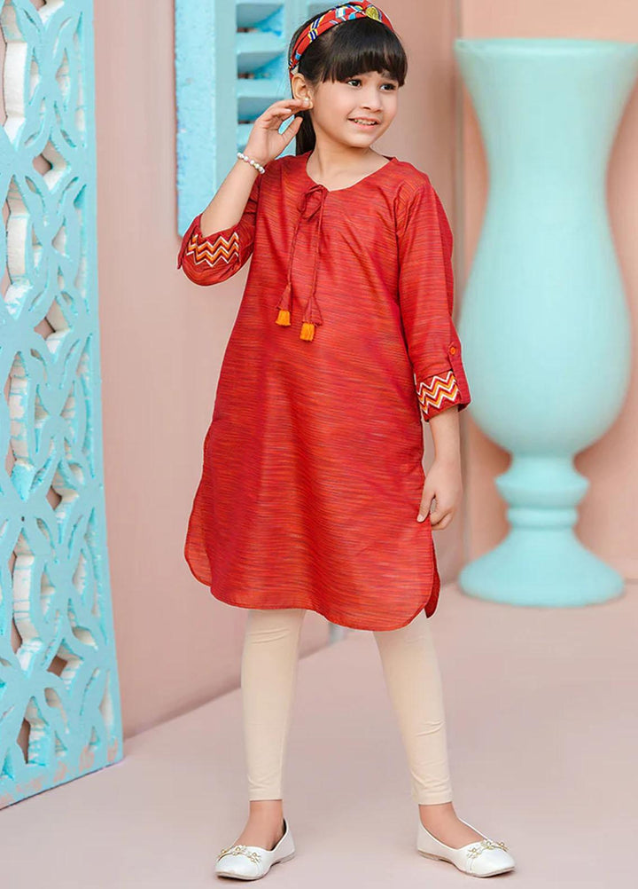 Ochre Cotton Fancy Top for Girls -  OFW-SC-04
