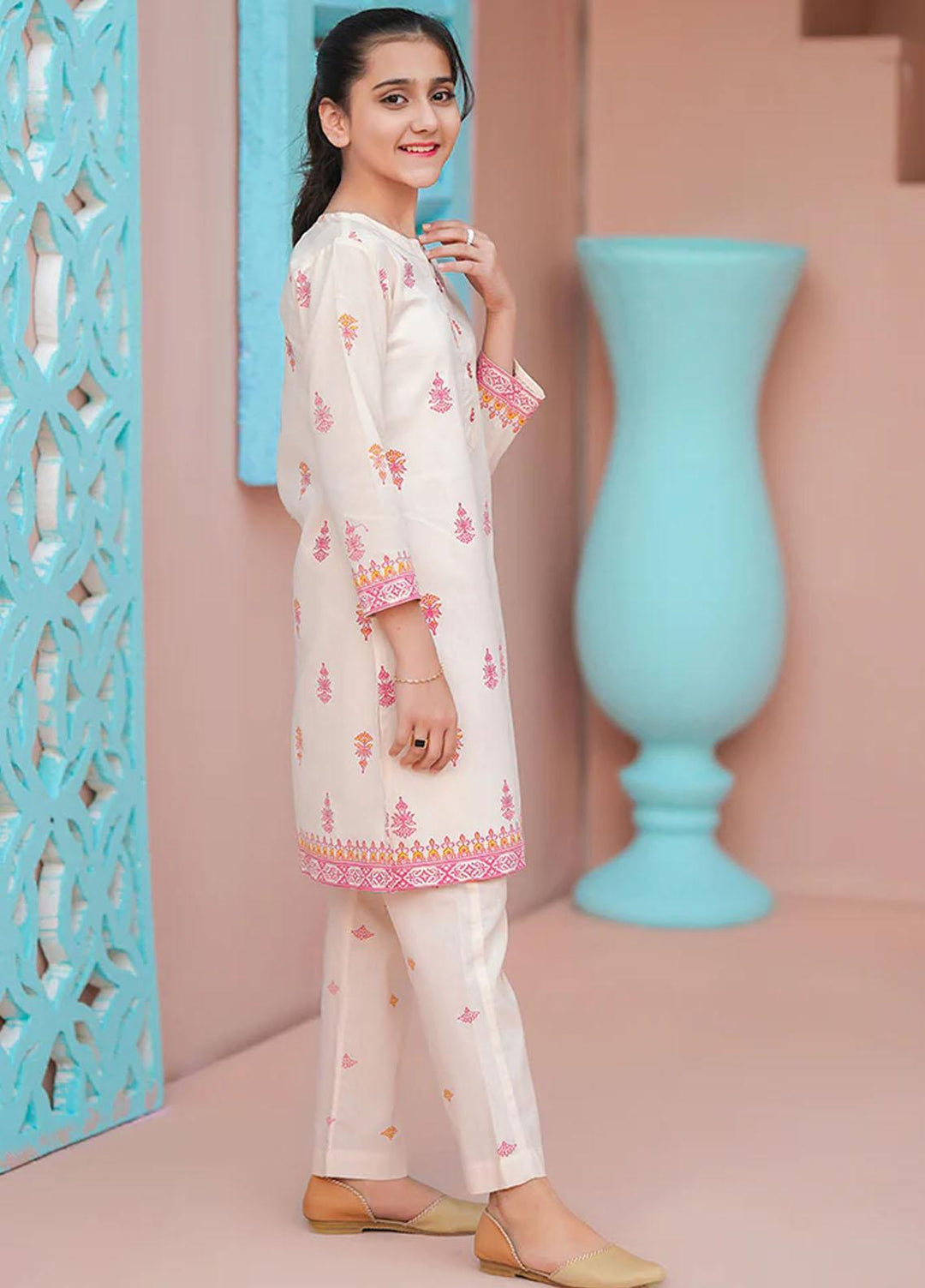 Ochre Cotton Fancy 2 Piece Suit for Girls -  OFW-COR-13