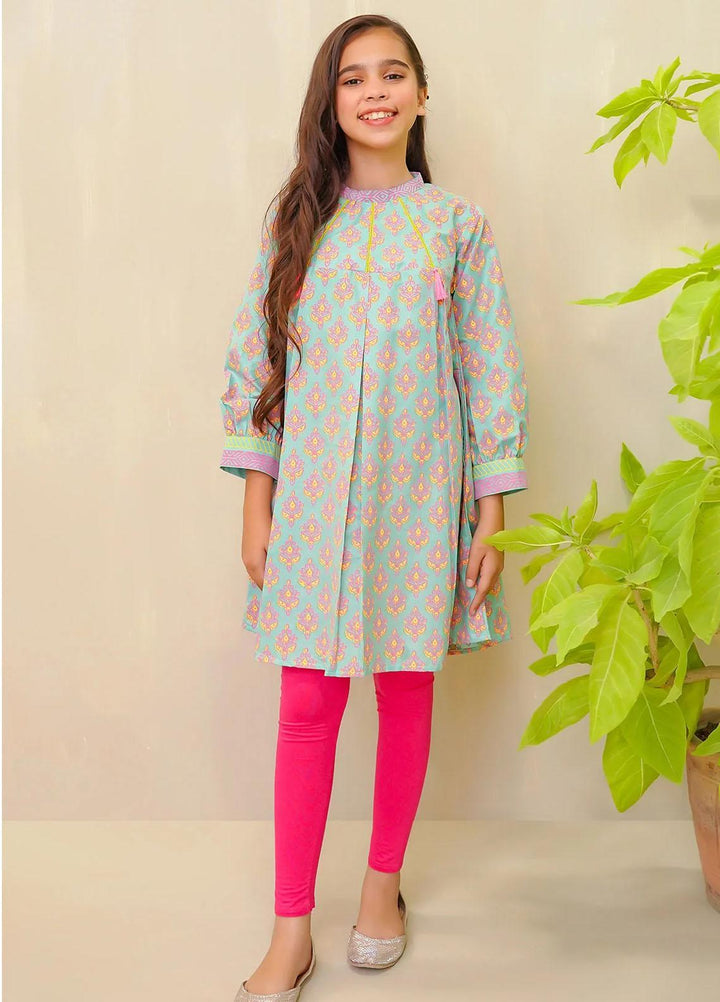 Ochre Cotton Printed Kurti for Girls -  OFK-PRC-17