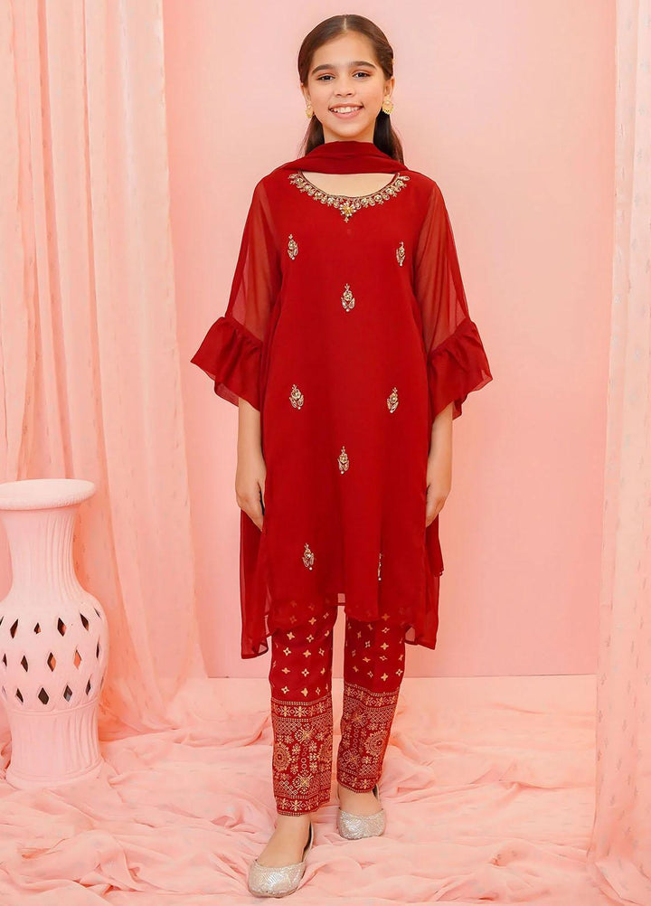 Ochre Chiffon Casual 3 Piece Suit for Girls -  OFW-AC-27