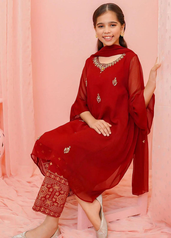 Ochre Chiffon Casual 3 Piece Suit for Girls -  OFW-AC-27