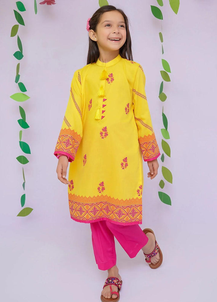 Ochre Cotton Printed Co-Ords for Girls -  OFW-COR-16