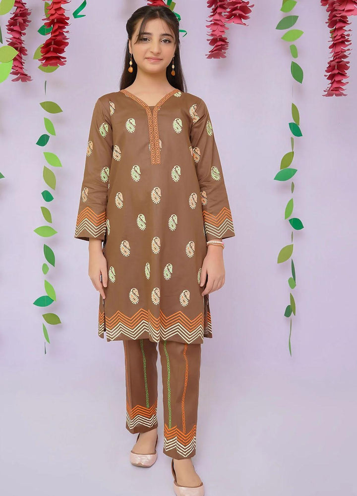 Ochre Cotton Printed Co-Ords for Girls -  OFW-COR-20