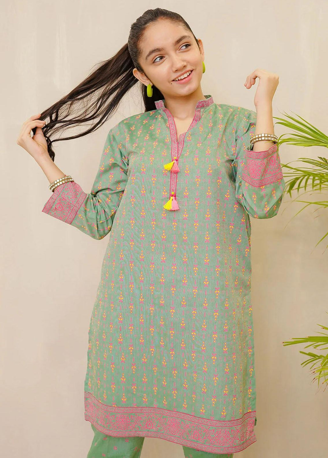 Ochre Cotton Casual 2 Piece Suit for Girls -  OFW-COR-22