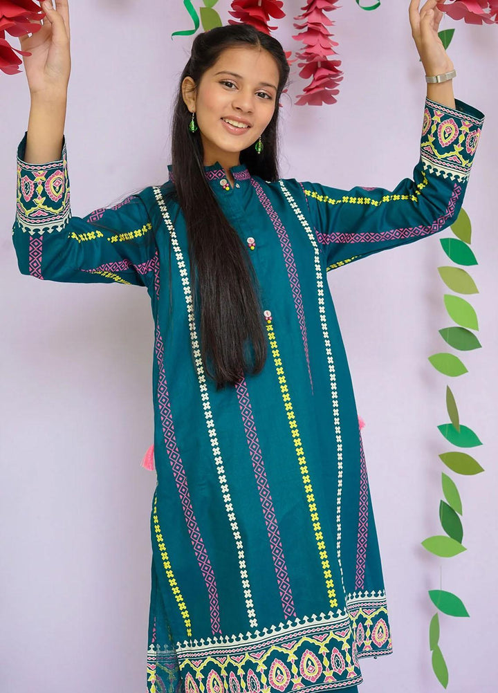 Ochre Cotton Printed Co-Ords for Girls -  OFW-COR-25