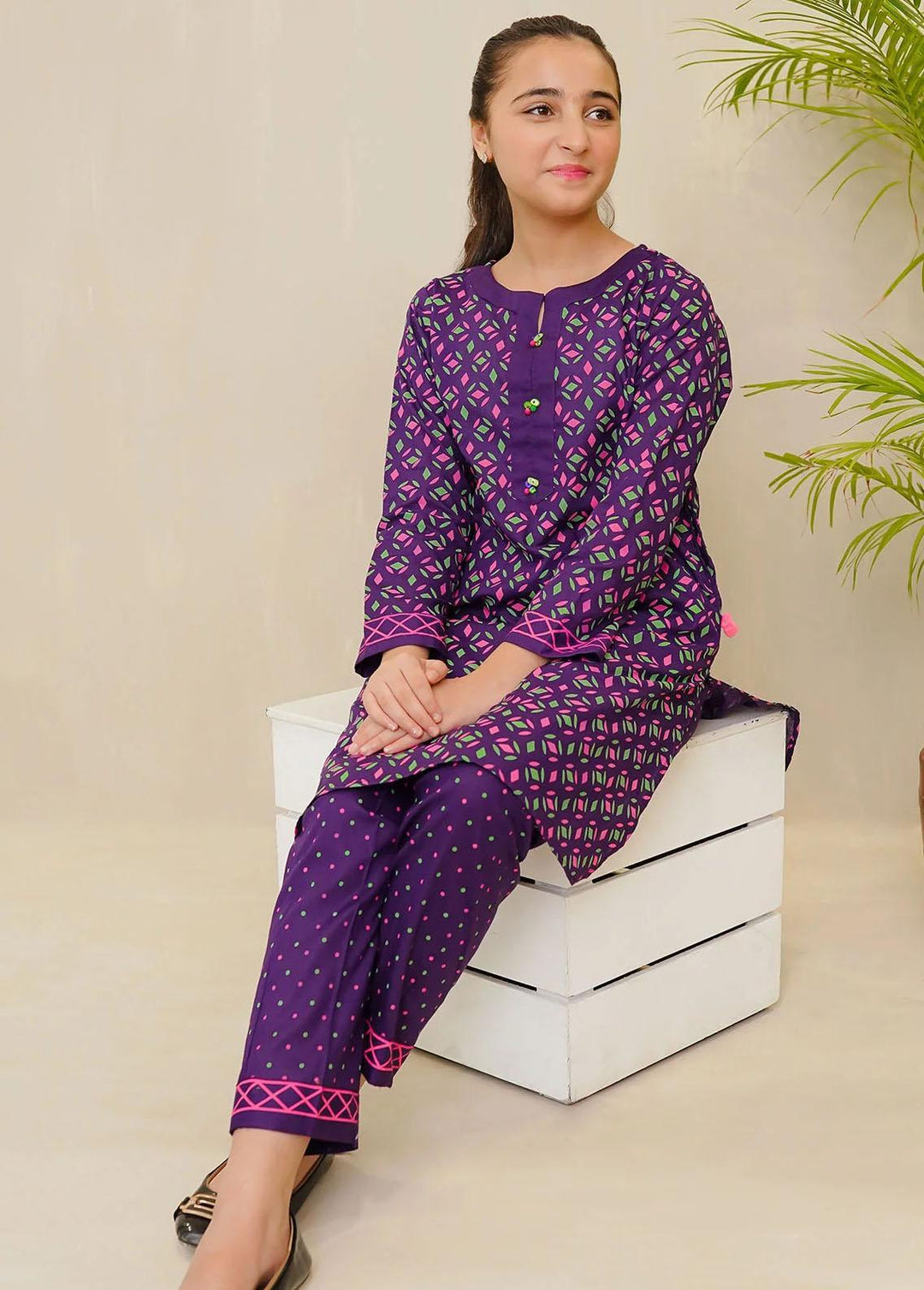 Ochre Cotton Casual 2 Piece Suit for Girls -  OFW-COR-26