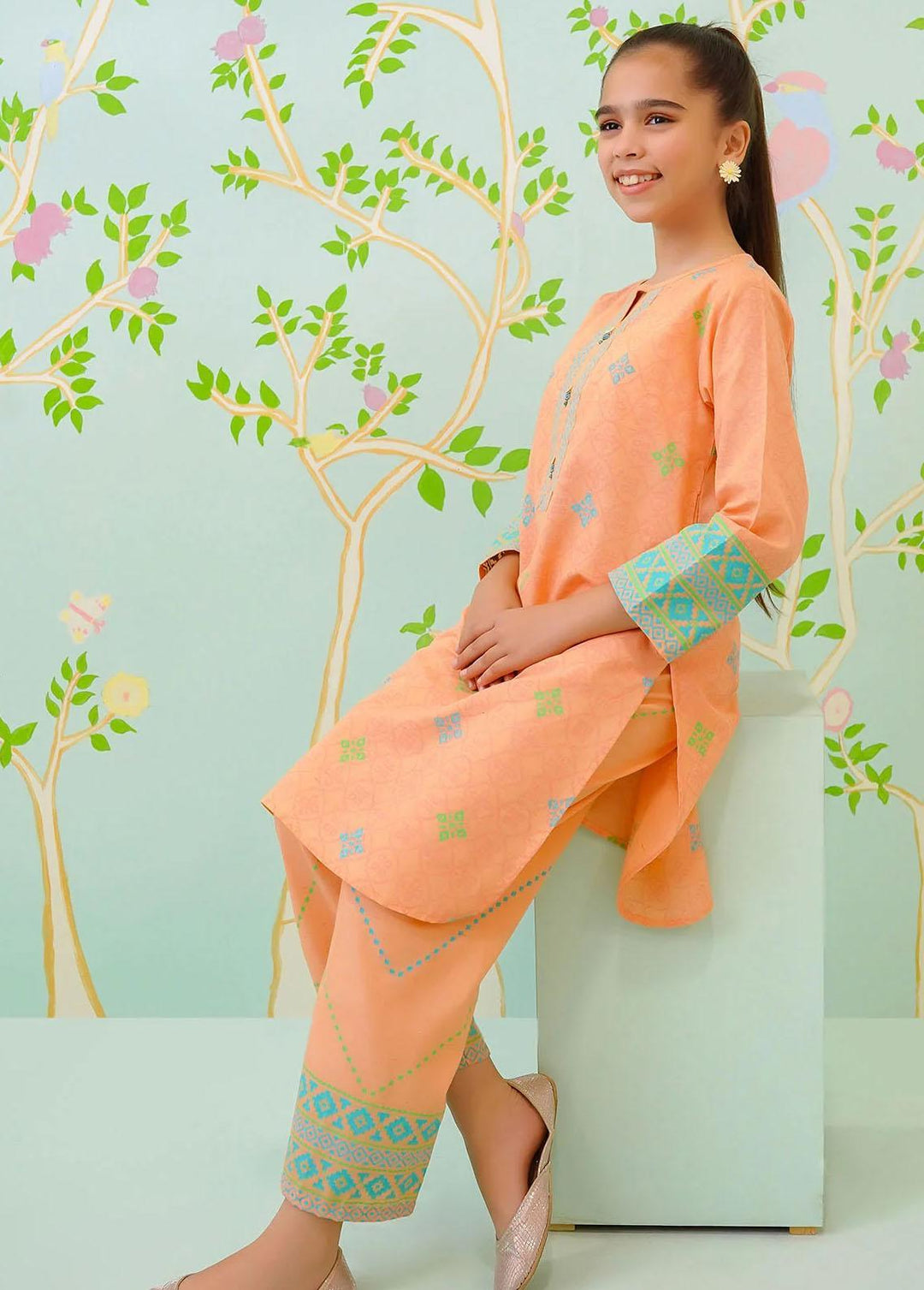 Ochre Cotton Casual 2 Piece Suit for Girls -  OFW-COR-29