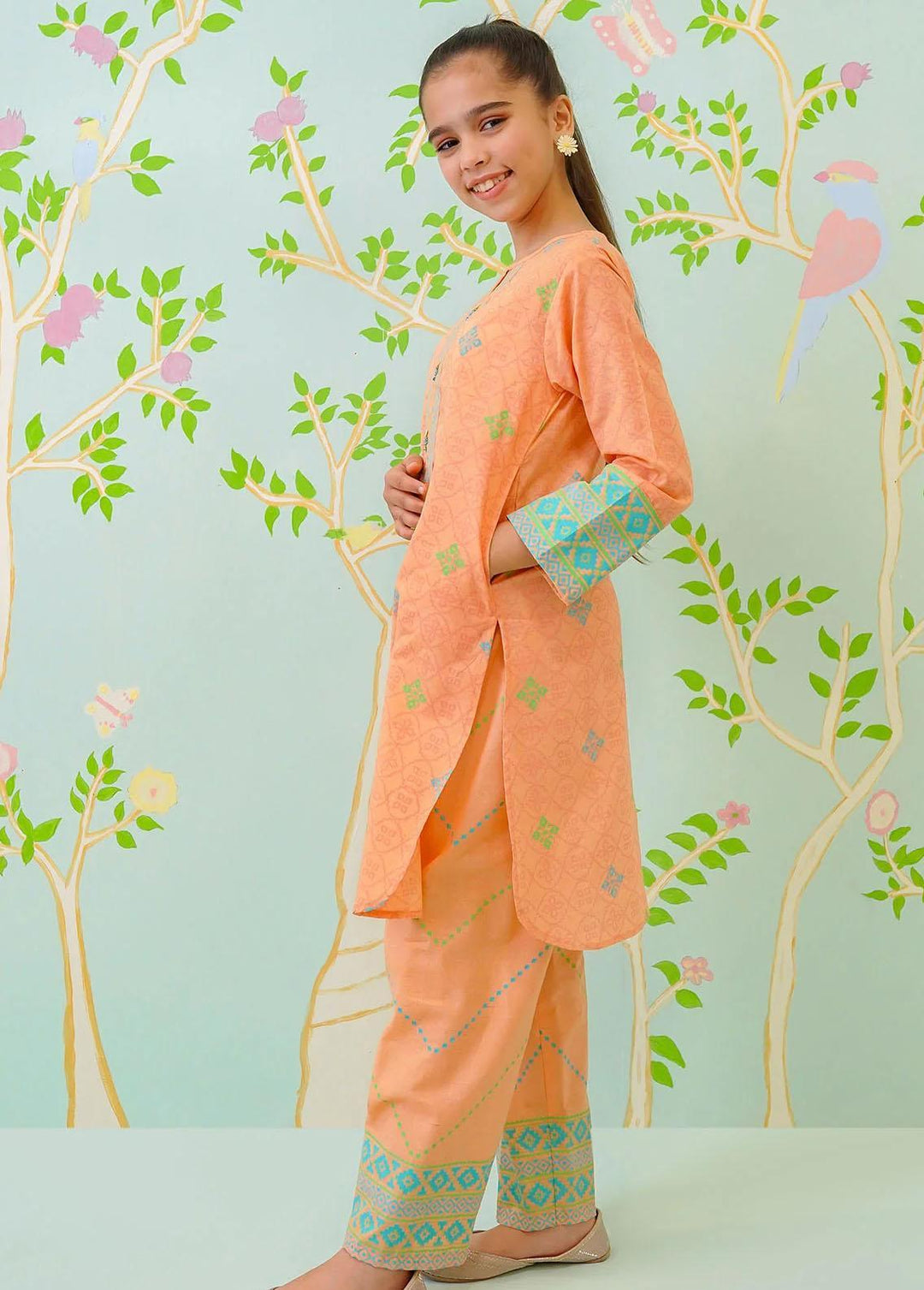 Ochre Cotton Casual 2 Piece Suit for Girls -  OFW-COR-29