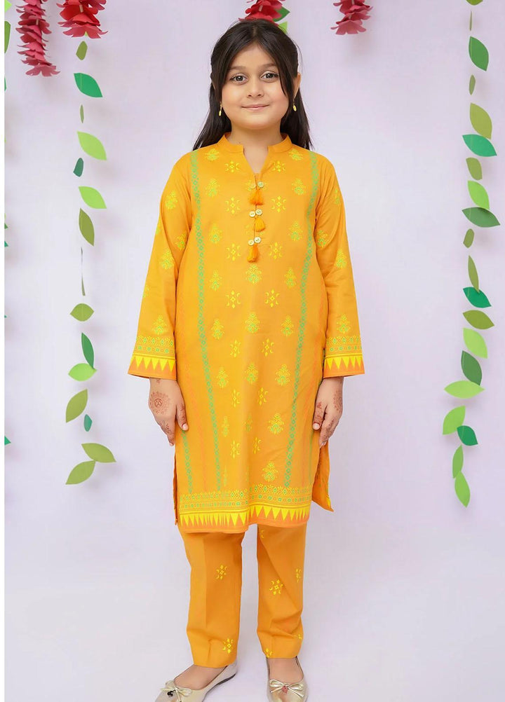 Ochre Cotton Printed Co-Ords for Girls -  OFW-COR-30
