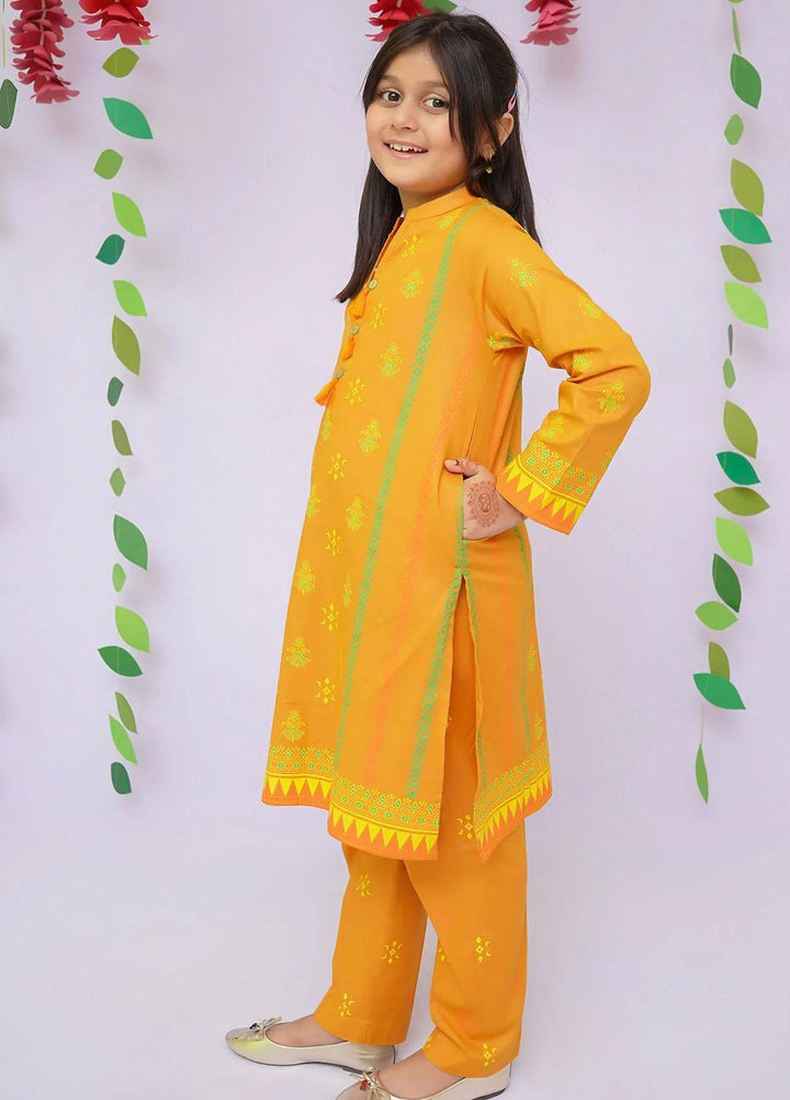 Ochre Cotton Printed Co-Ords for Girls -  OFW-COR-30