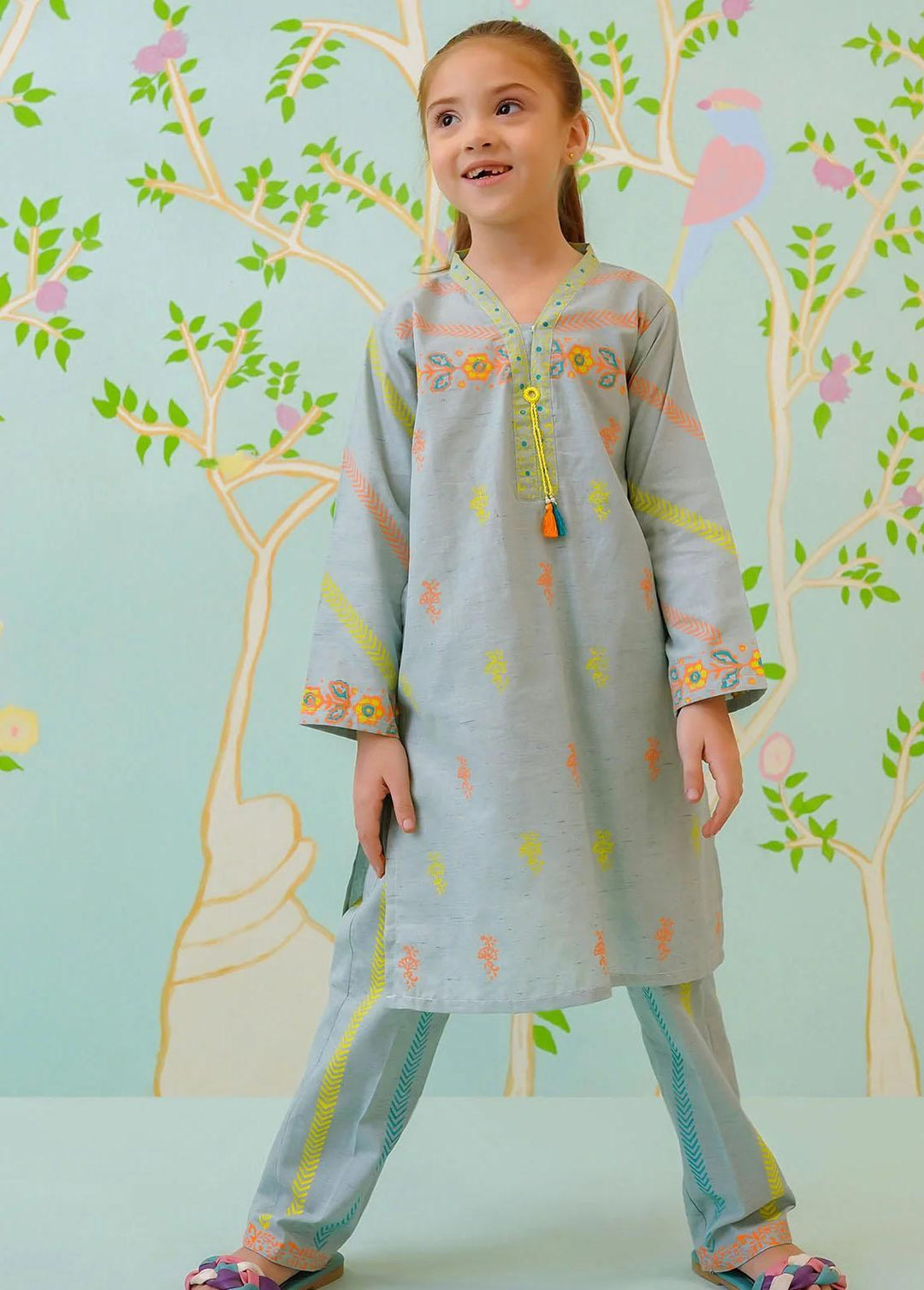 Ochre Cotton Casual 2 Piece Suit for Girls -  OFW-COR-31