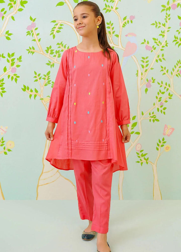 Ochre Cotton Embroidered Co-Ords for Girls -  OFW-COR-35