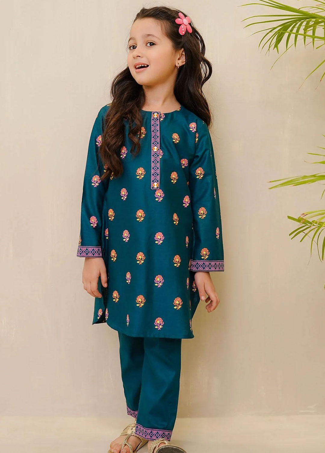 Ochre Cotton Printed Co-Ords for Girls -  OFW-COR-38