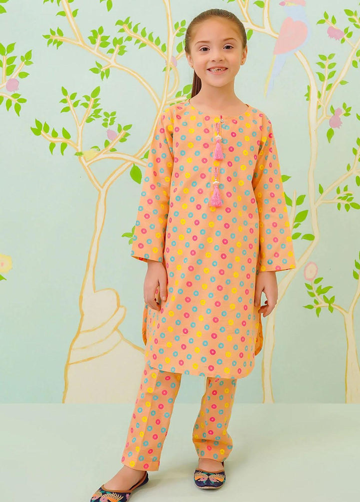 Ochre Cotton Printed Co-Ords for Girls -  OFW-COR-39