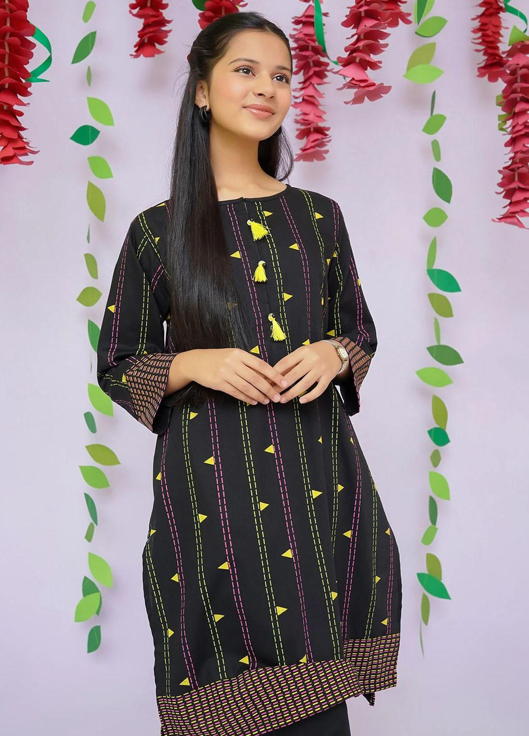 Ochre Cotton Printed Co-Ords for Girls -  OFW-COR-41