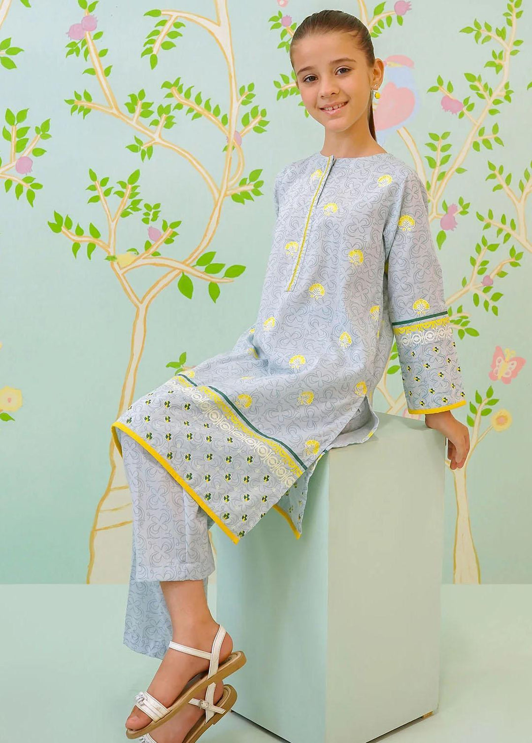 Ochre Cotton Casual 2 Piece Suit for Girls -  OFW-COR-44