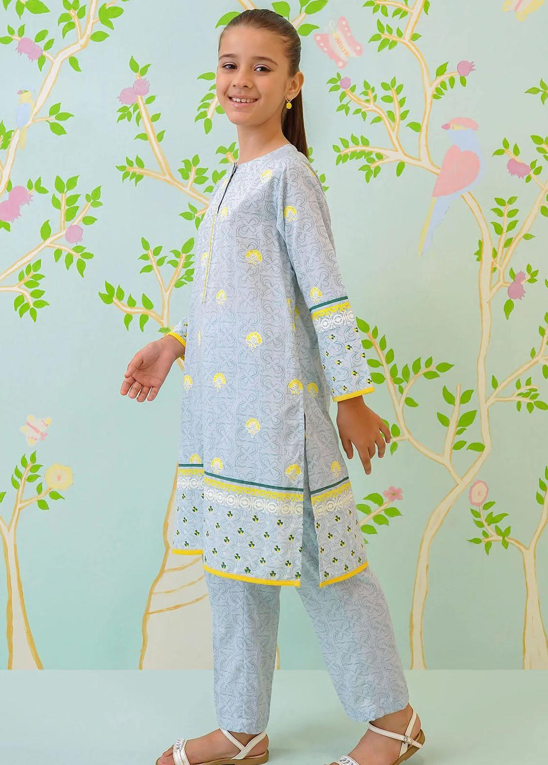 Ochre Cotton Casual 2 Piece Suit for Girls -  OFW-COR-44