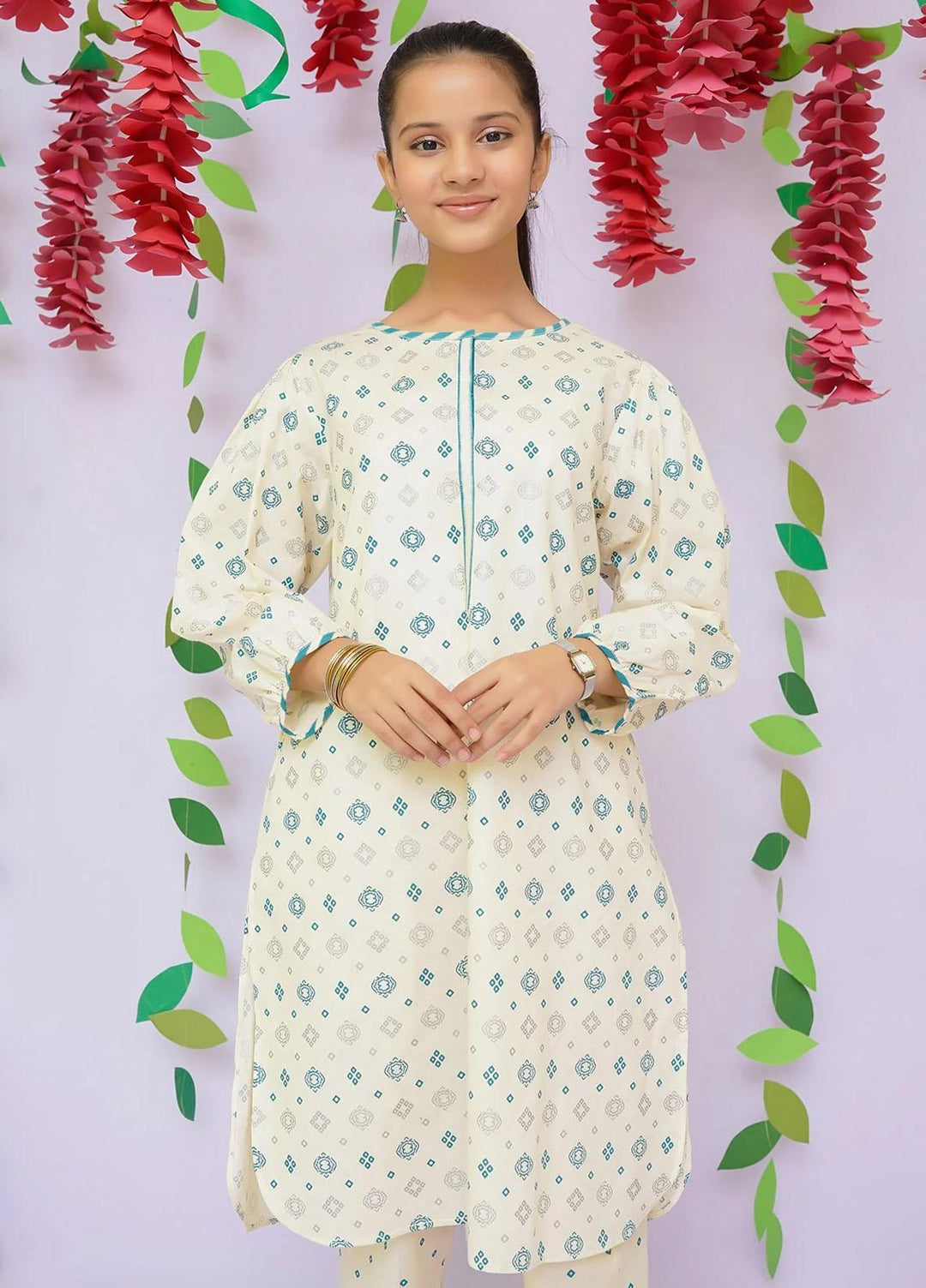 Ochre Cotton Printed Co-Ords for Girls -  OFW-COR-50