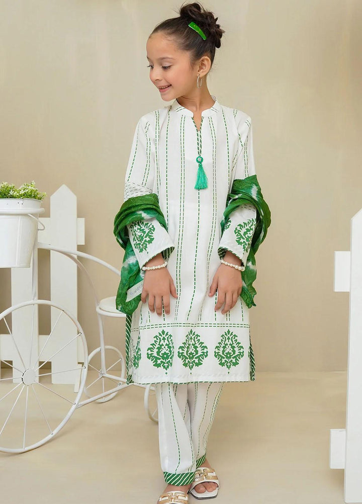 Ochre Cotton Printed 3 Piece Suit for Girls -  OFW-COR-65