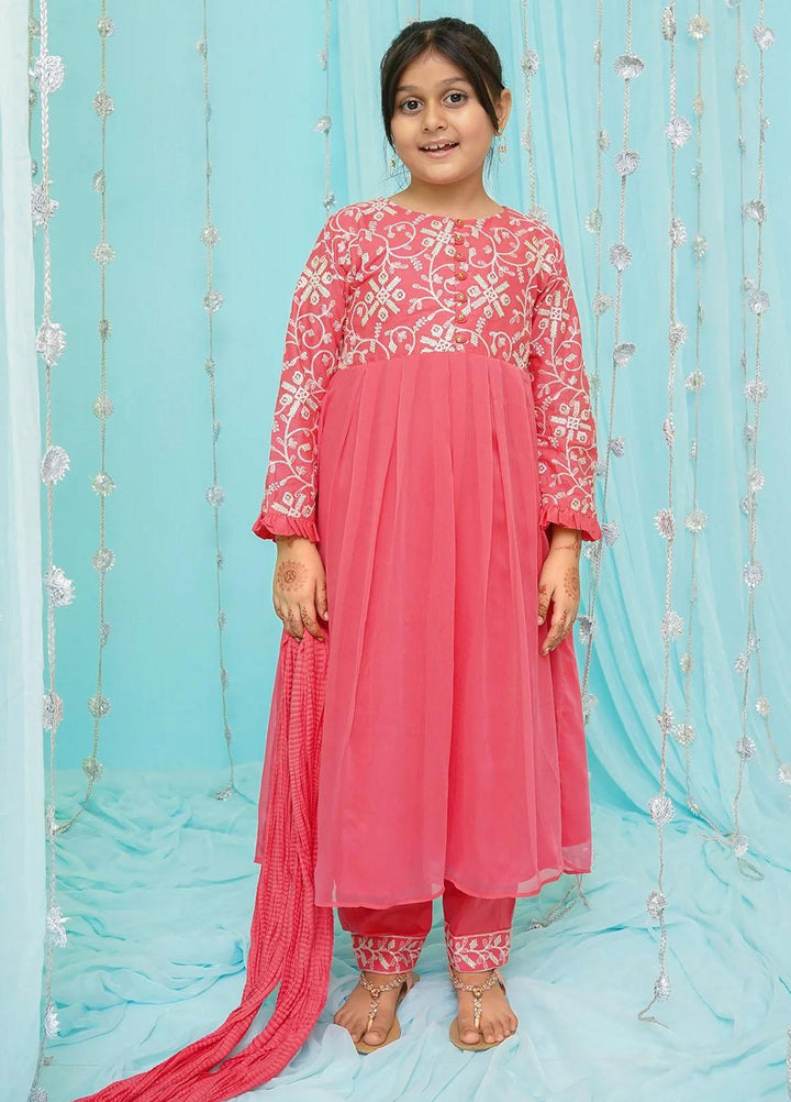 Ochre Cotton Embroidered 3 Piece Suit for Girls -  OFW-EM-17