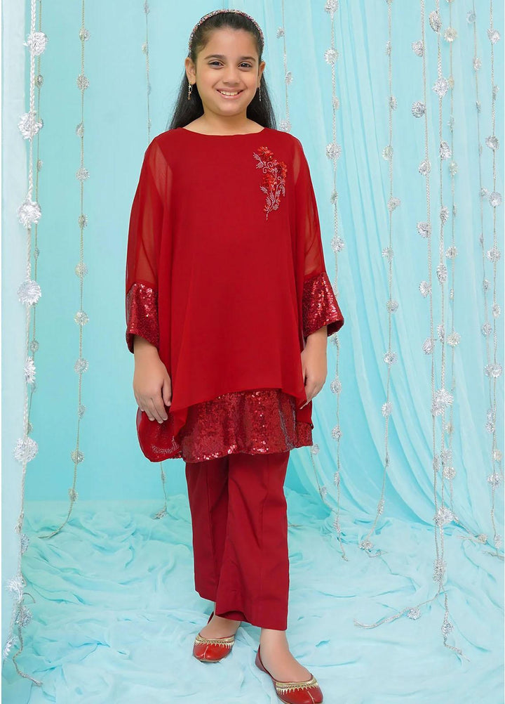 Ochre Chiffon Casual 2 Piece Suit for Girls -  OFW-FC-09