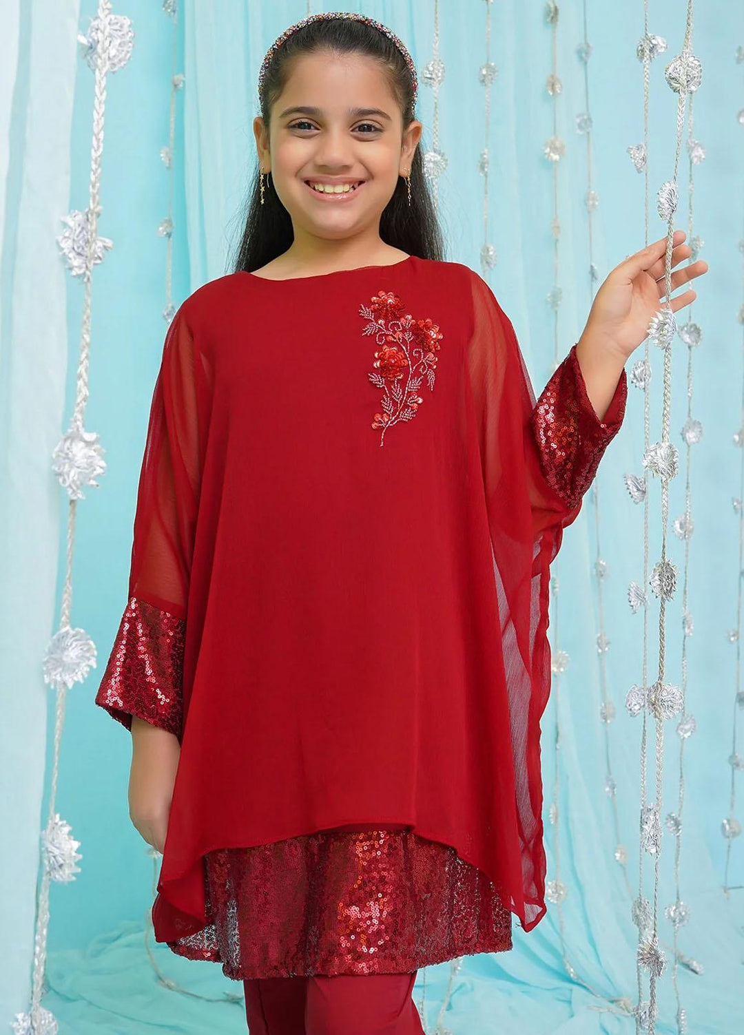Ochre Chiffon Casual 2 Piece Suit for Girls -  OFW-FC-09