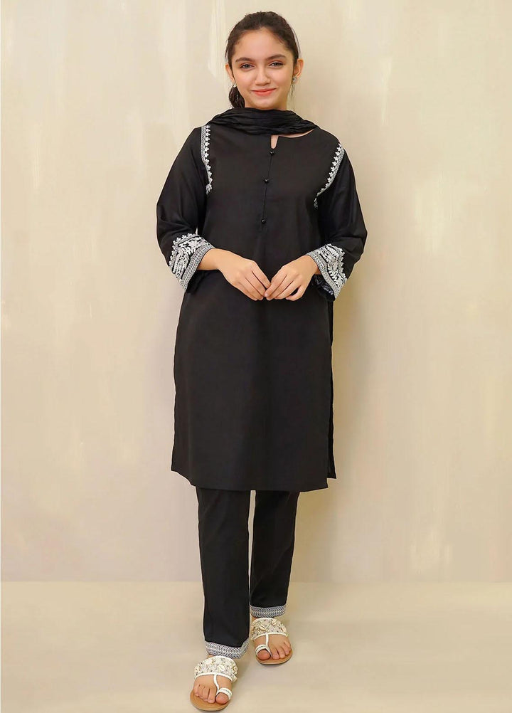 Ochre Cotton Embroidered 3 Piece Suit for Girls -  OFW-MRM-01