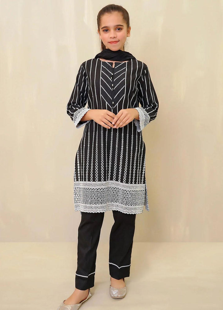 Ochre Chikankari Embroidered 3 Piece Suit for Girls -  OFW-MRM-03