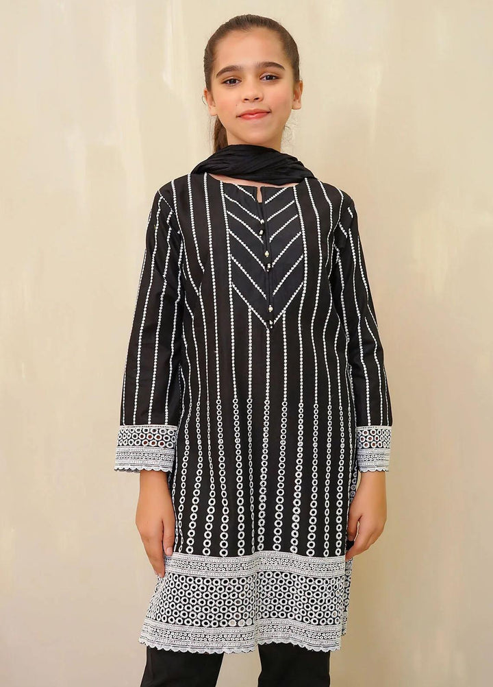 Ochre Chikankari Embroidered 3 Piece Suit for Girls -  OFW-MRM-03