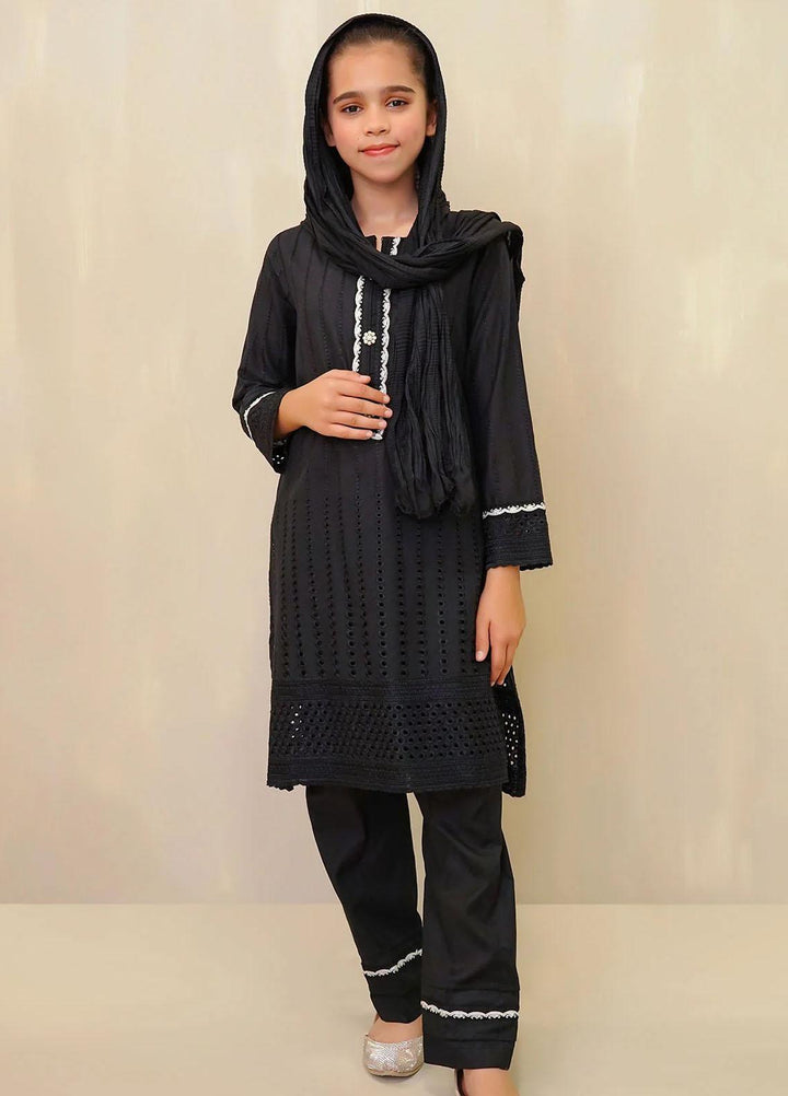Ochre Chikankari Embroidered 3 Piece Suit for Girls -  OFW-MRM-04