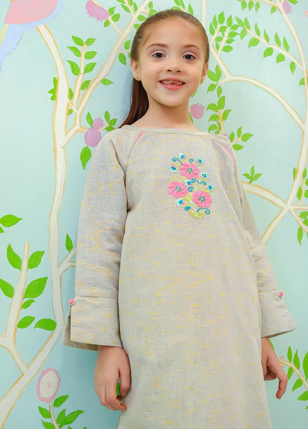 Ochre Khaddar Embroidered 2 Piece Suit for Girls -  OFW-SC-06