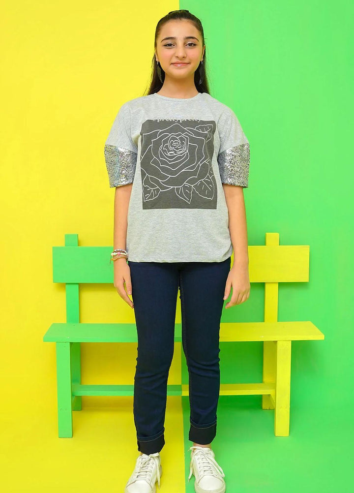Ochre Jersey Casual T-Shirts for Girls -  OGK-281