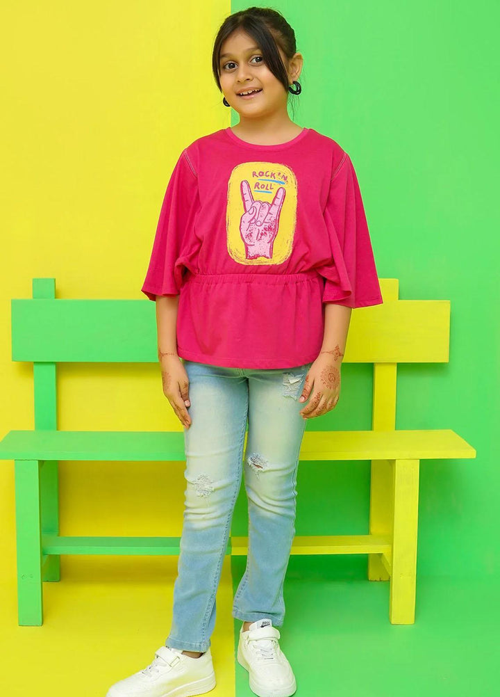 Ochre Jersey Casual T-Shirts for Girls -  OGK-284