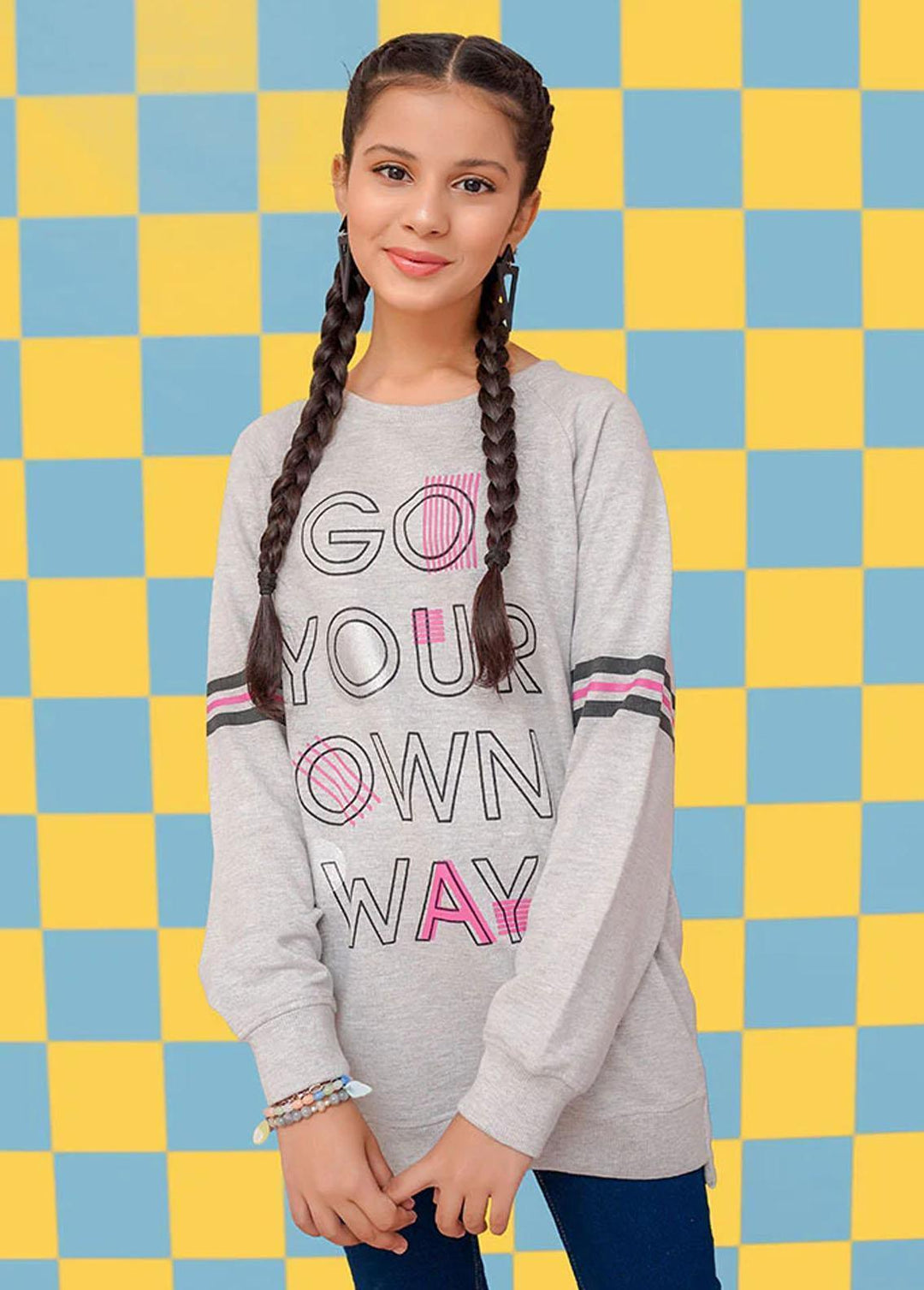 Ochre  Printed Sweatshirts for Girls -  OGK-256