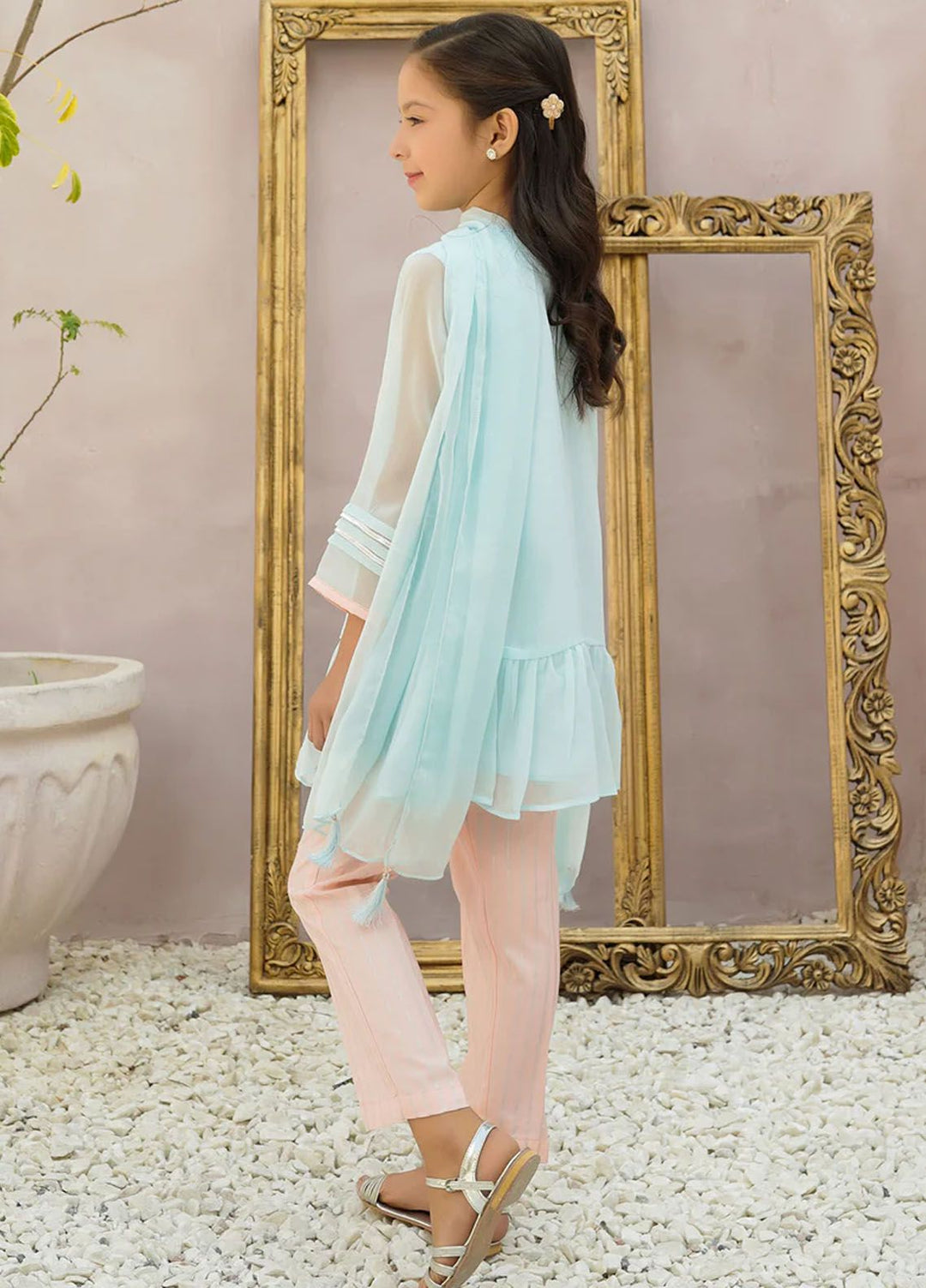 Ochre Pret Eastern Chiffon 3 Piece Suit OFW-AC-25