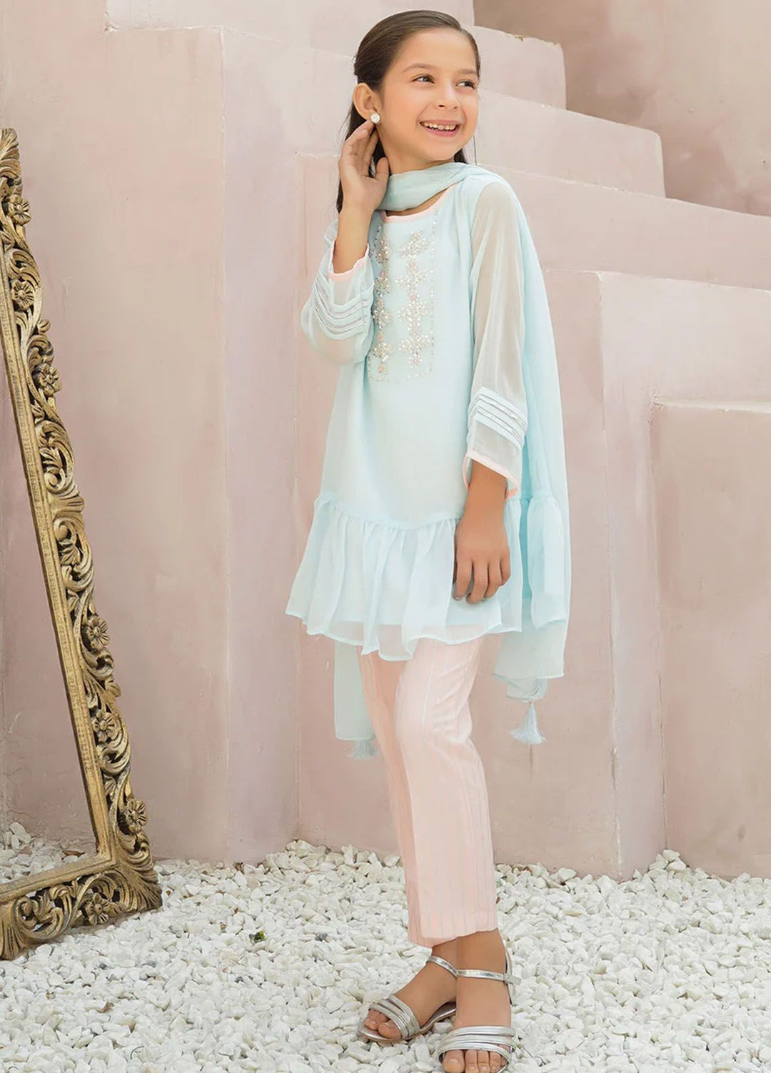 Ochre Pret Eastern Chiffon 3 Piece Suit OFW-AC-25