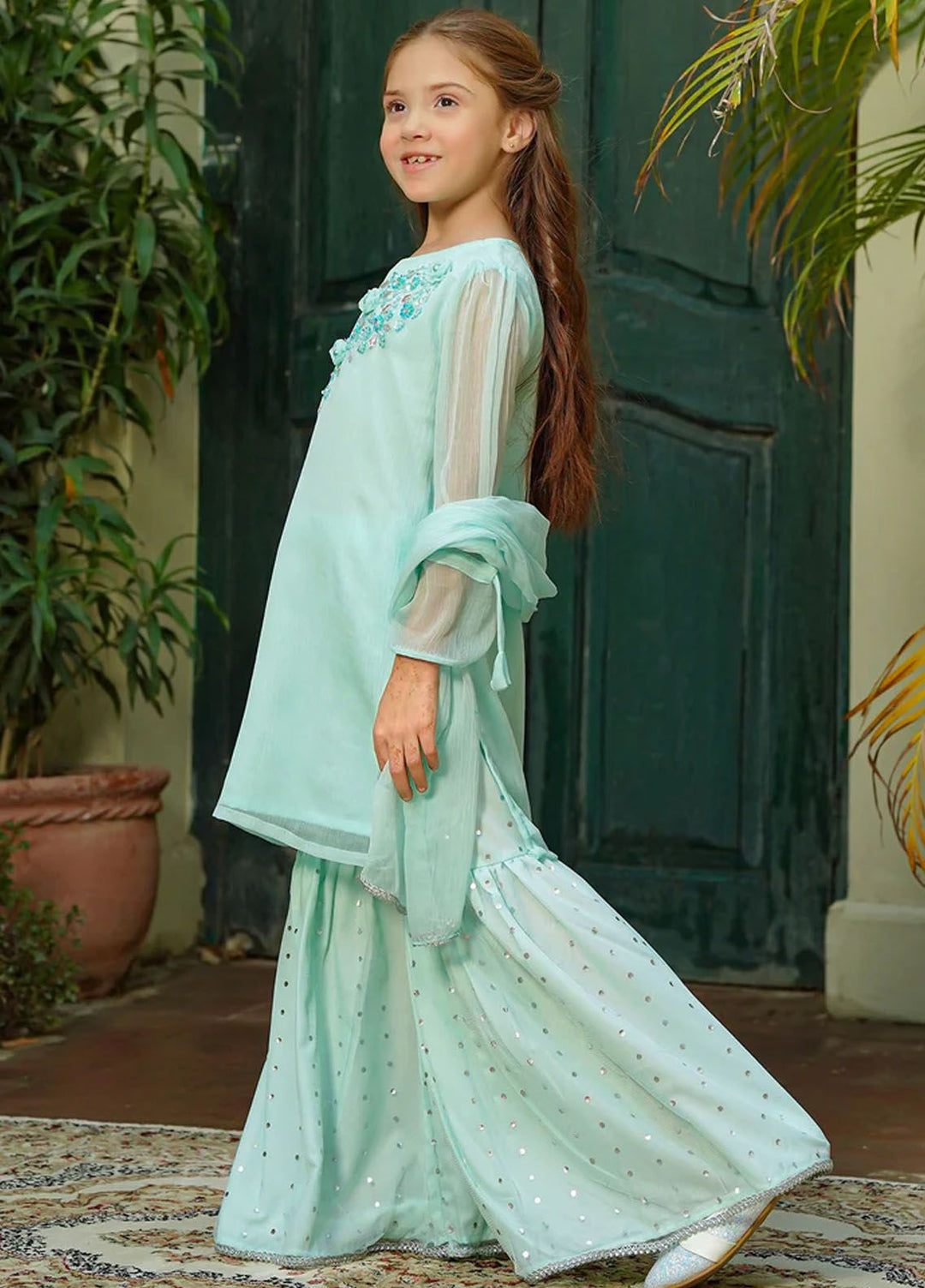 Ochre Pret Eastern Chiffon 3 Piece Suit OFW-AC-39