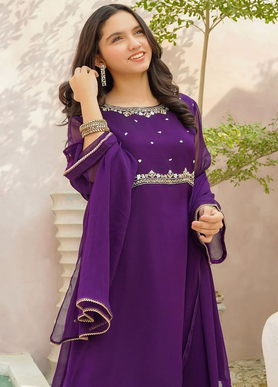 Ochre Pret Eastern Chiffon 3 Piece Suit OFW AC 43