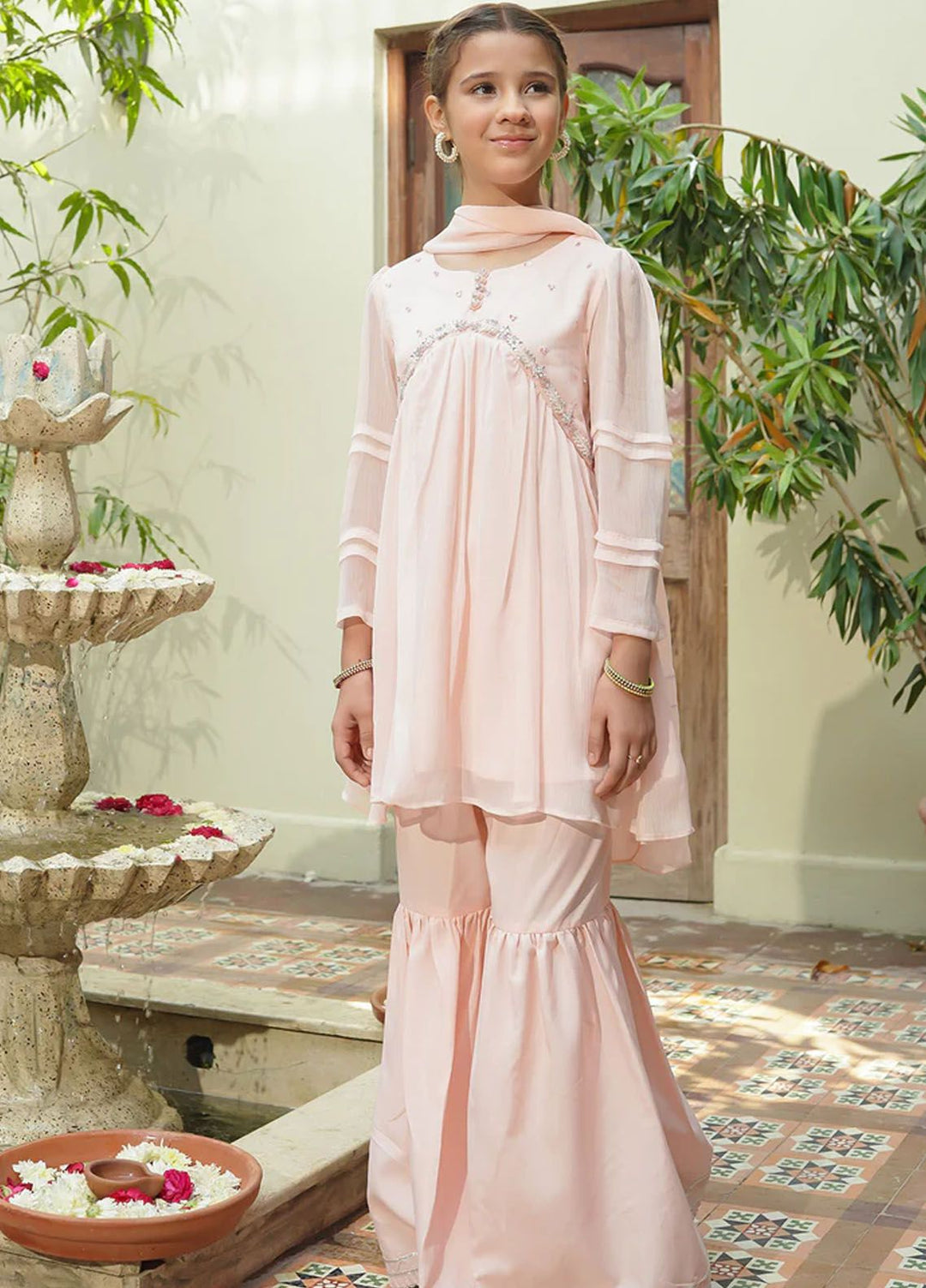 Ochre Pret Eastern Chiffon 3 Piece Suit OFW-AC-46