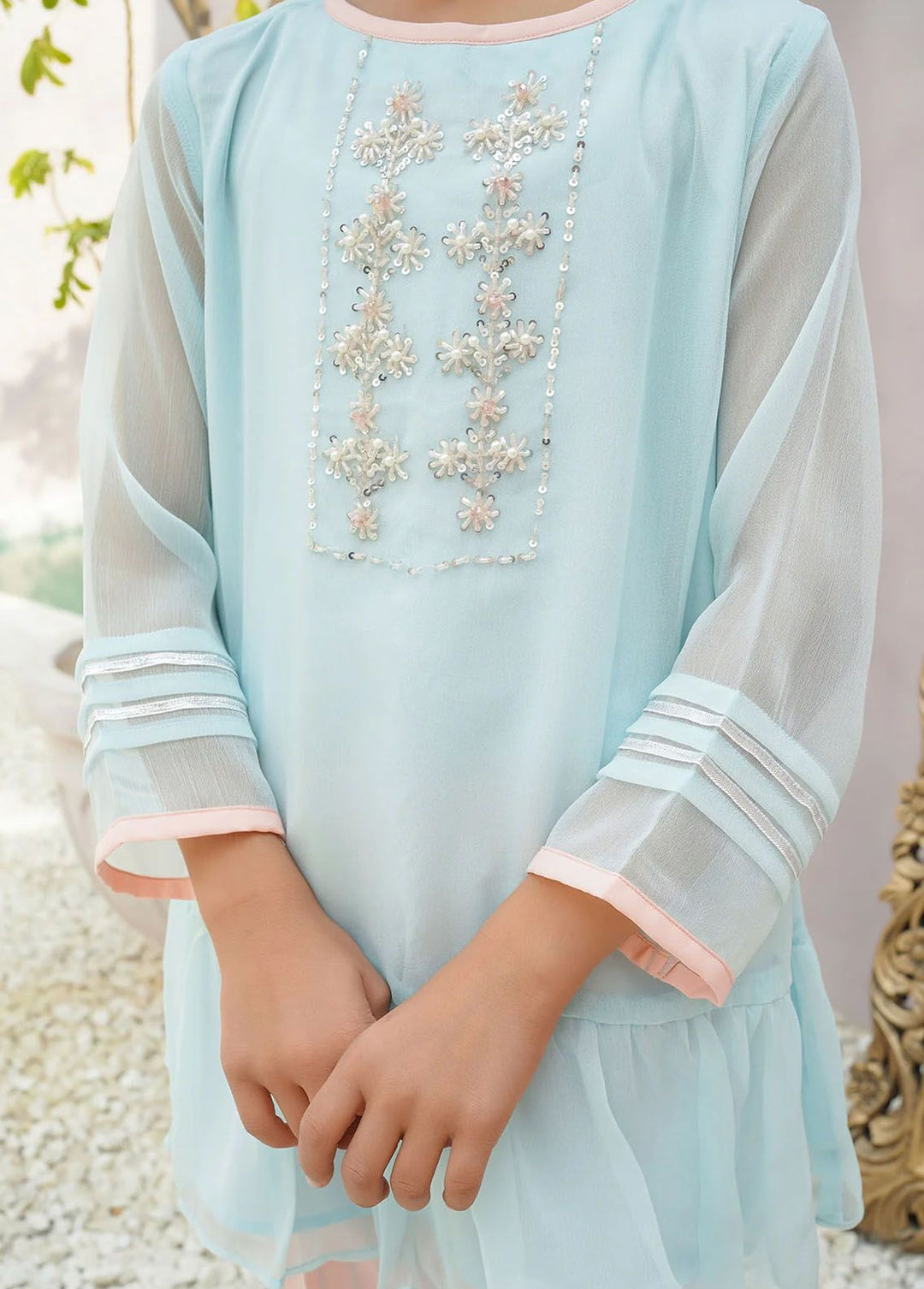 Ochre Pret Embroidered Chiffon 2 Piece Suit OFW-AC-25