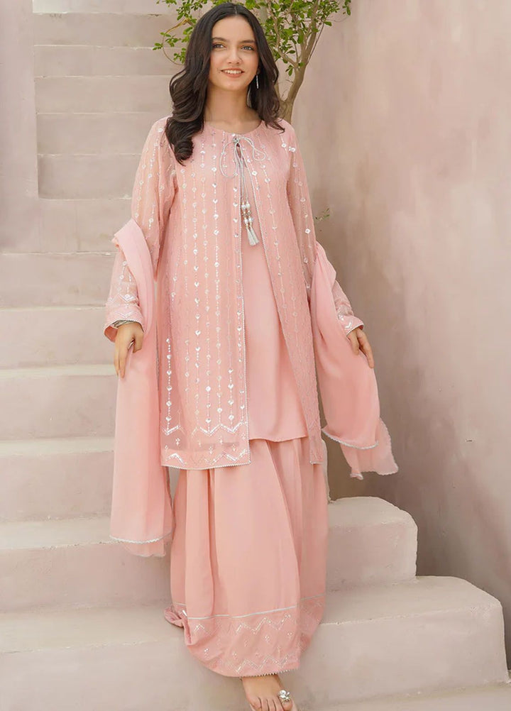 Ochre Pret Embroidered Chiffon 3 Piece Suit OFW-EM-26