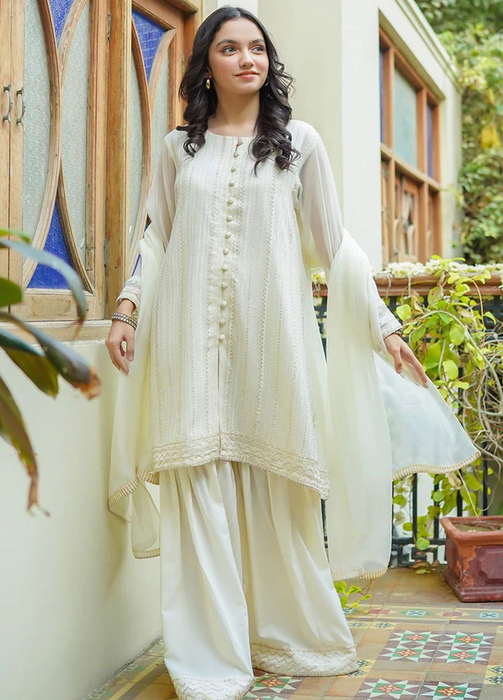 Ochre Pret Embroidered Chiffon 3 Piece Suit OFW-EM-32