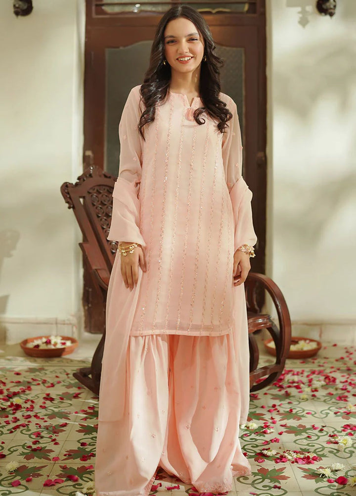Ochre Pret Embroidered Chiffon 3 Piece Suit OFW-EM-34