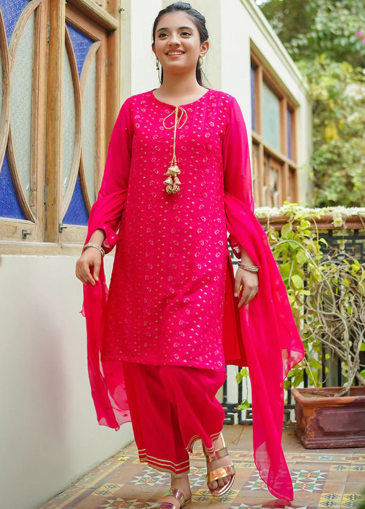 Ochre Pret Embroidered Chiffon 3 Piece Suit OFW-EM-36