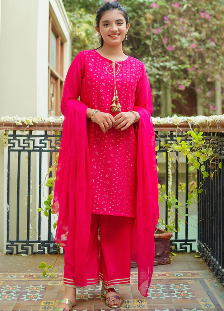 Ochre Pret Embroidered Chiffon 3 Piece Suit OFW-EM-36