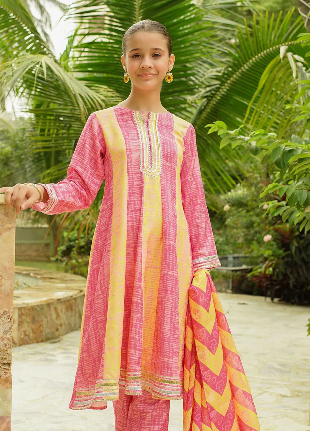 Ochre Pret Printed Herringbone 3 Piece Suit COR-113