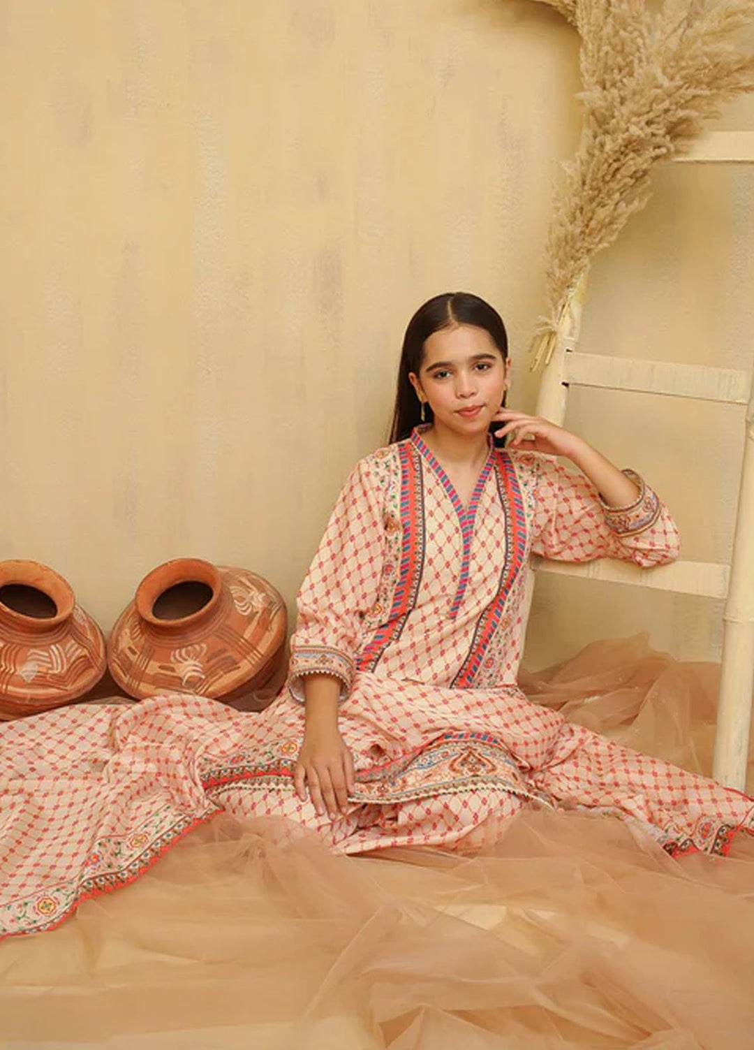 Ochre Pret Printed Lawn 3 Piece Suit CORF-05