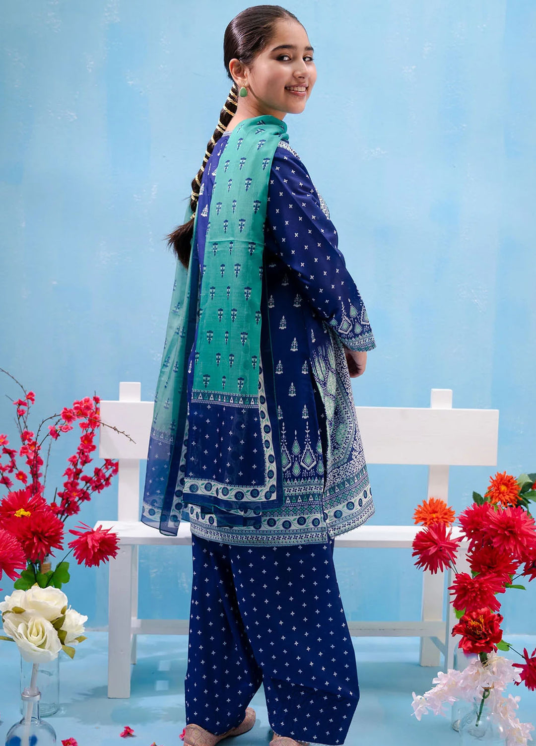 Ochre Pret Printed Lawn 3 Piece Suit Corf-23