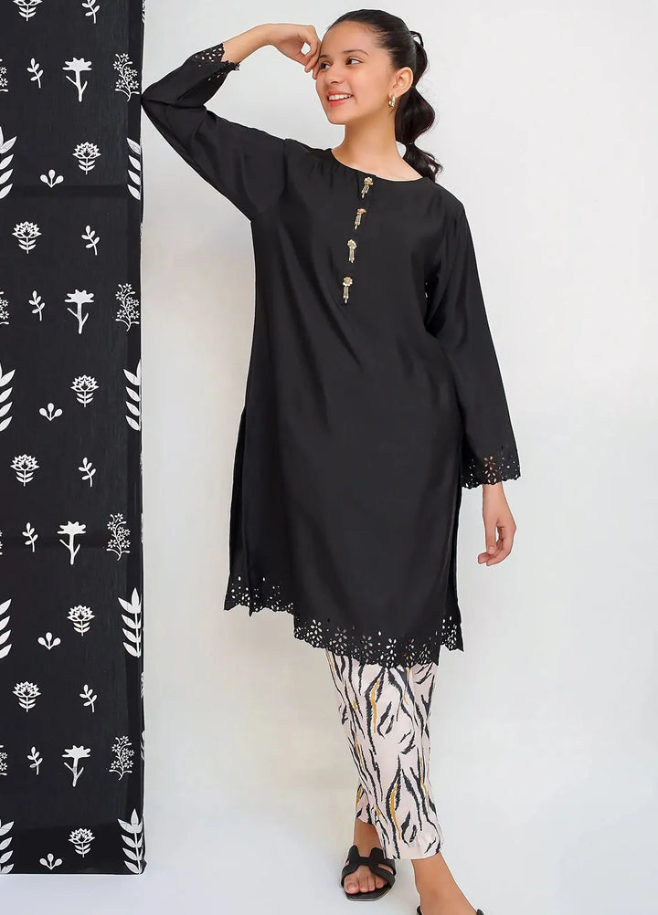 Ochre Pret Printed Silk 2 Piece Suit For Girls OFW-FC-15